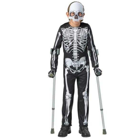 Boys Girls SKELETON Halloween Costume Size Sm 4/6 M 8/10 Adaptive Skull Mask NWT - Picture 1 of 4